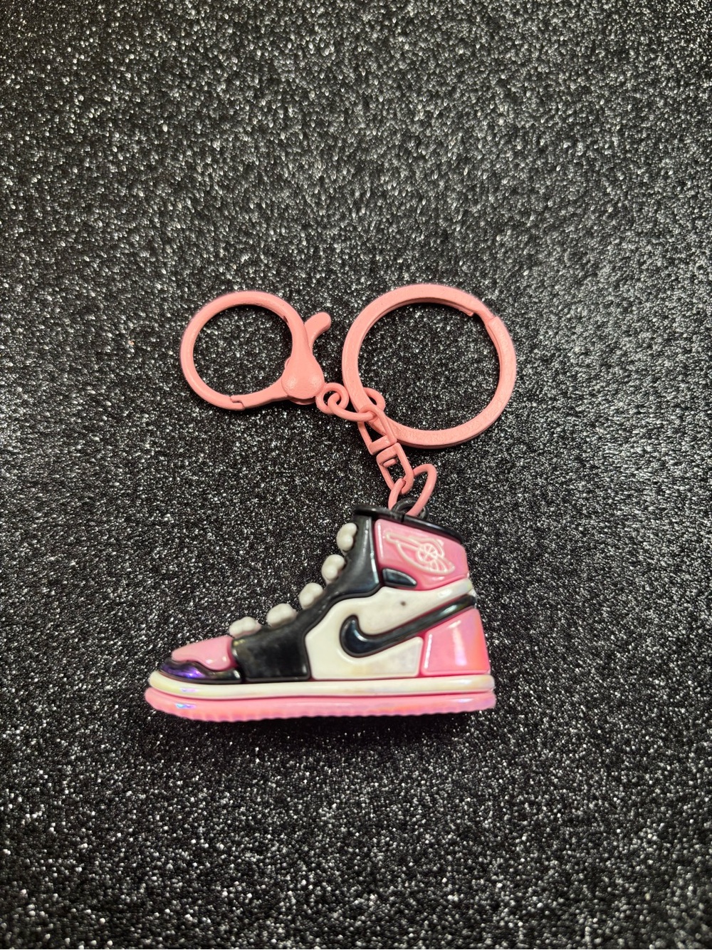 Shoe Keychain /Bagcharm-Iridescent Pink & Black